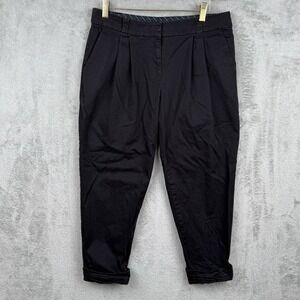Cartonnier by Anthropologie Pants Women 4 Black Pleated Relaxed Fit Cuffed Ankle